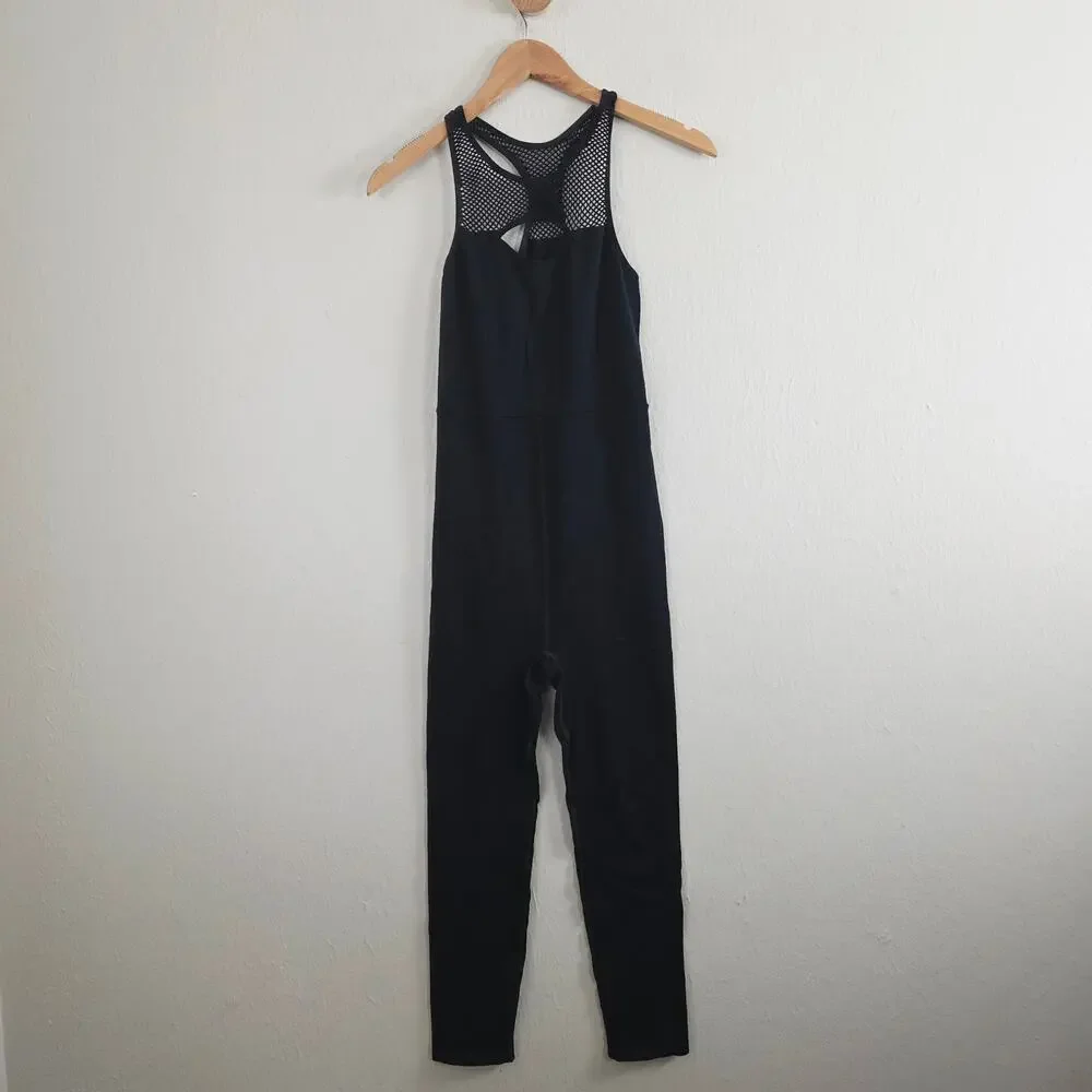 FP Movement Free Style Mesh Halter Top One Piece Onesie Black M L Medium/Large